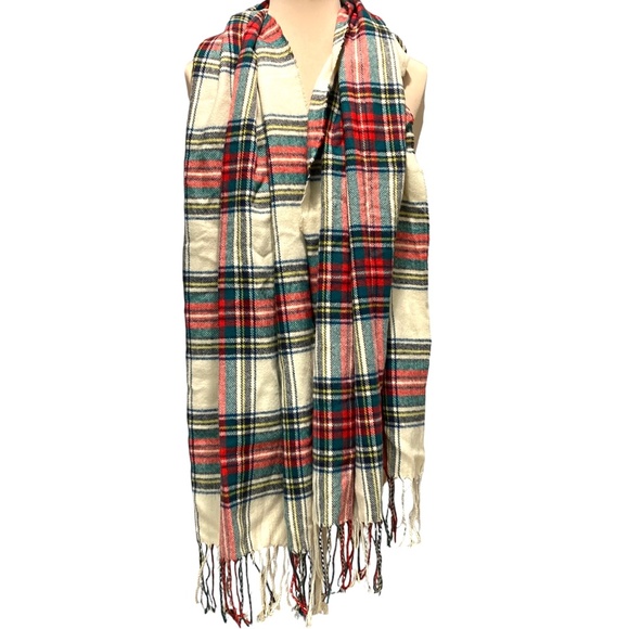 scarf vintage winter tartan BANANA REPUBLIC large 24x75 soft beautiful finish - Picture 1 of 6